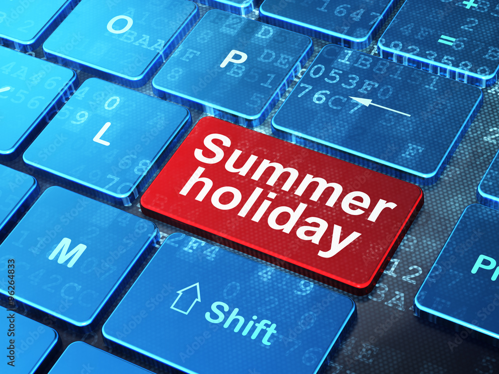 Fototapeta premium Vacation concept: Summer Holiday on computer keyboard background
