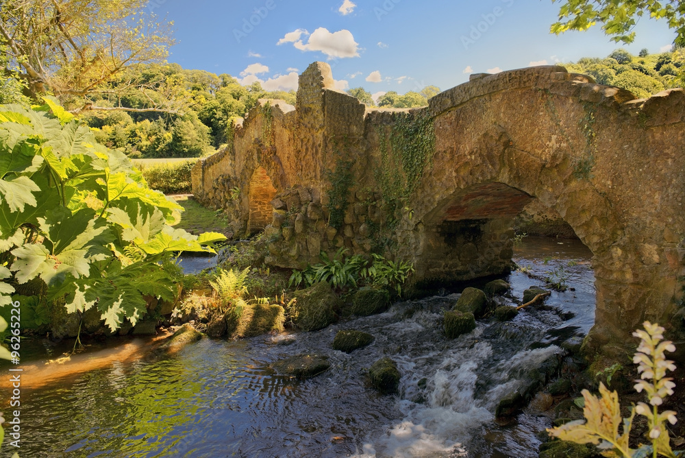 Lovers Bridge over River Avill, Dunster Castle, Somerset, England