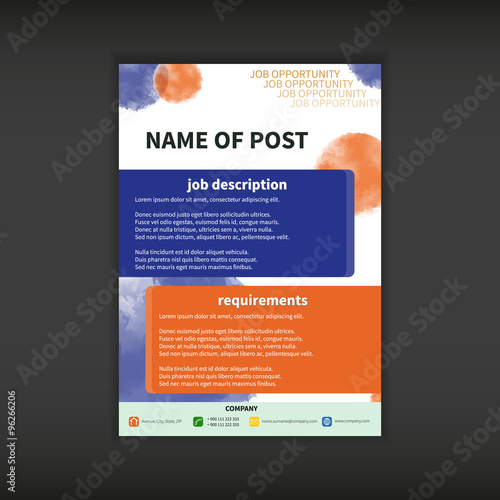 Job opportunity template with watercolor effect
