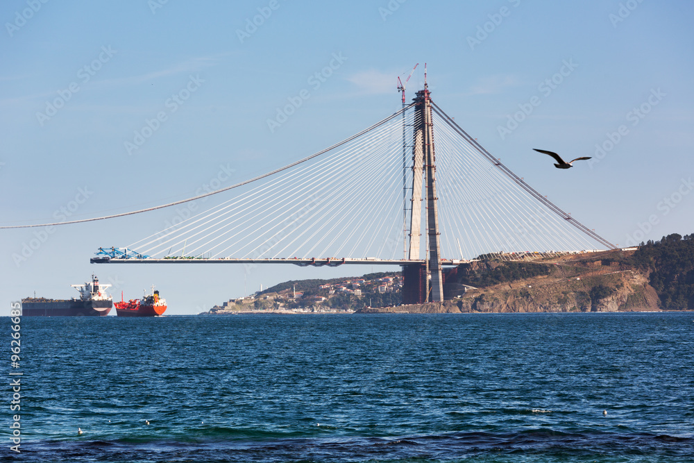 The construction of the third bridge on Bosporus,Istanbul