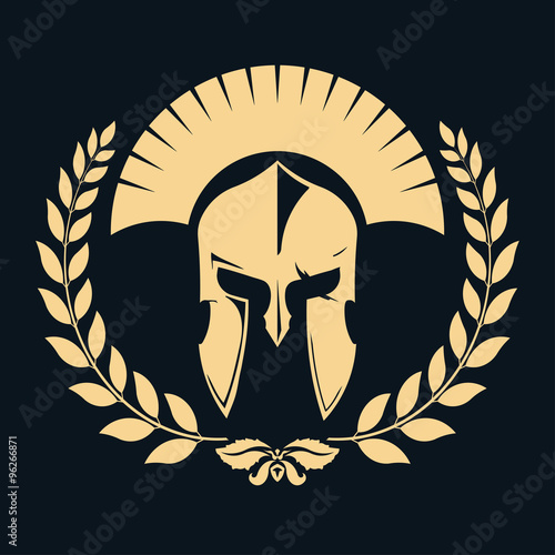 Gladiator silhouette with laurel wreath