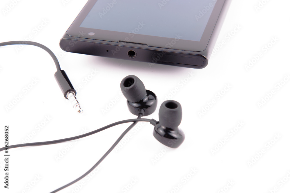 Smartphone with headphones Smartphone with headphones