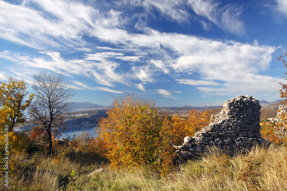 Autumn scenery, viewed from a fortress in Croatia.