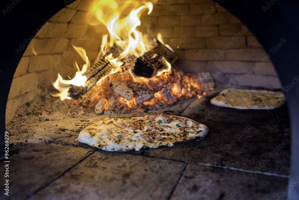 Fresh Baked Alsatian Tarte Flambee ( Flame Cake, Flammkuchen )