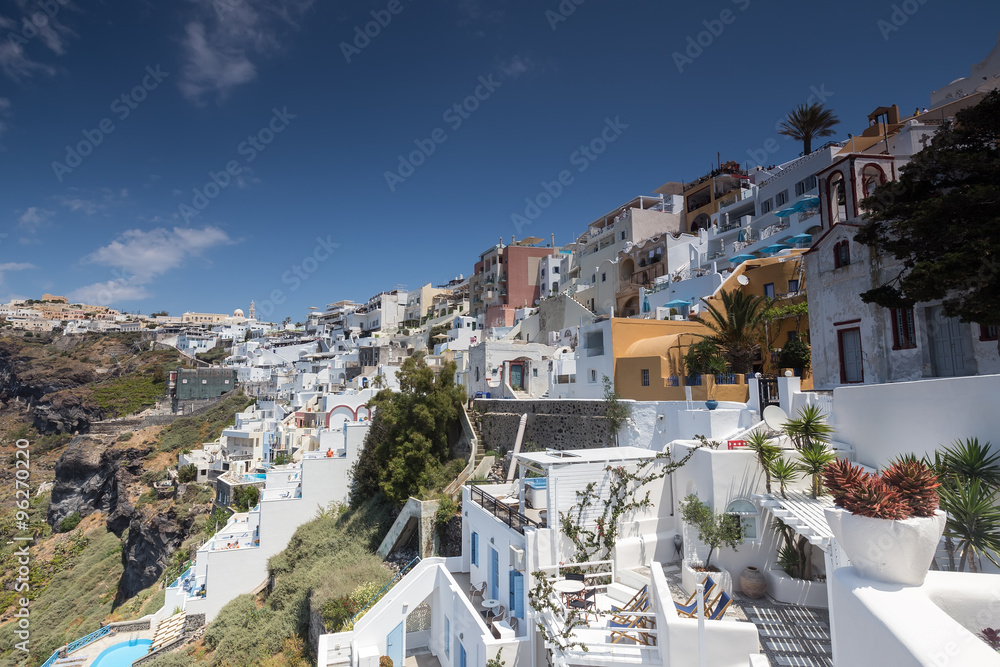 Naklejka premium Santorini island landscape of famous Fira village, Greece