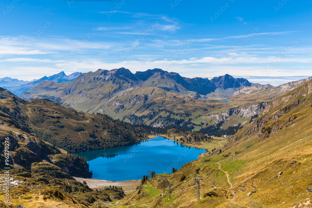 Stunning view of Engstlensee lake and the Alps