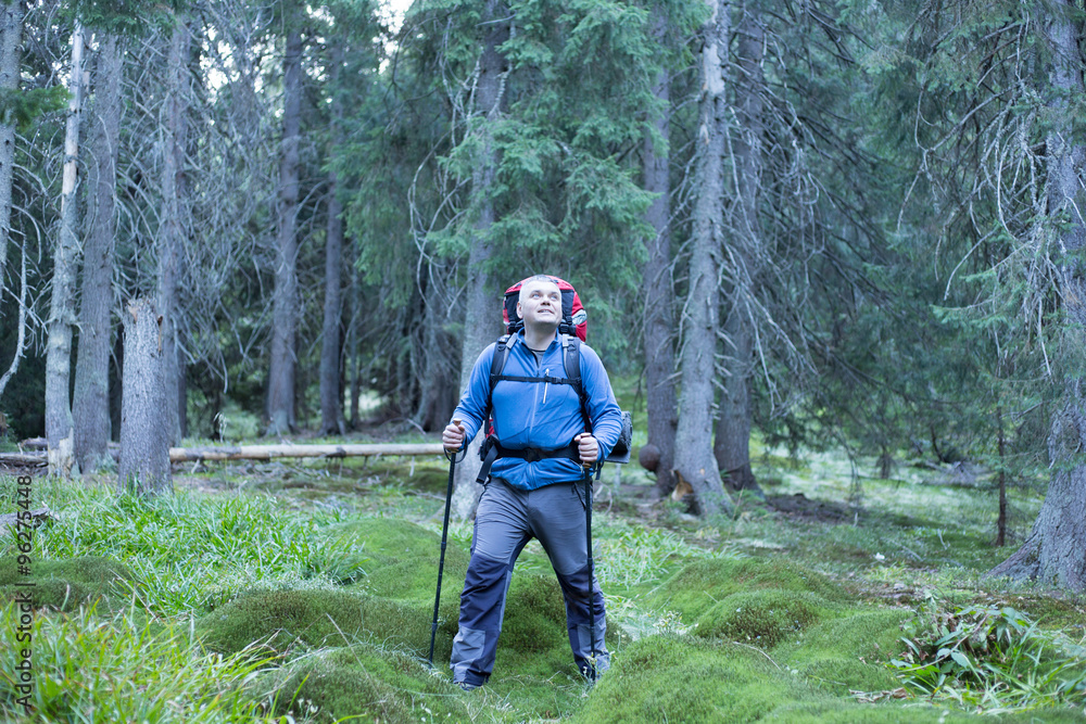 Fototapeta premium Hiking in Caucasus mountains.