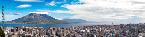 城山から雄大な桜島・錦江湾、南に遠くに開聞岳、北には霧島連山を望む桜島・錦江湾ジオパーク