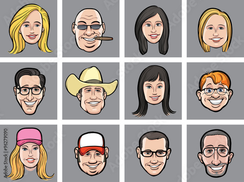 vector illustration of diverse business people faces