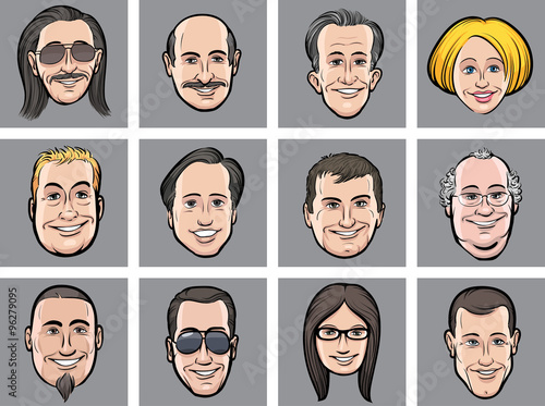 vector illustration of diverse business people faces