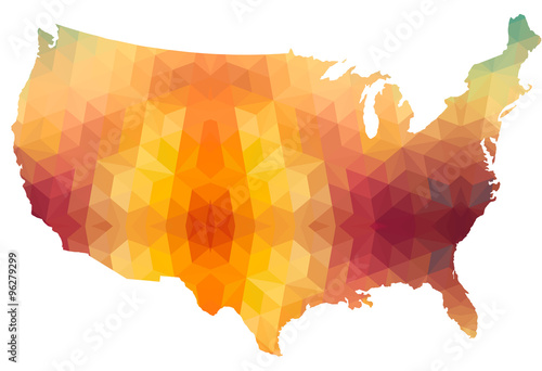 USA Mainland Map of Polygonal Style 