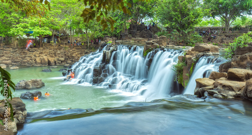 Giang Dien Waterfall corner  Dong Nai  Vietnam in late summer with multistage rock formations form rapids stop the water  but very nice on arrival to this travel gear