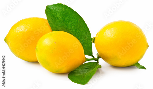 Three lemons on the white background isolated
