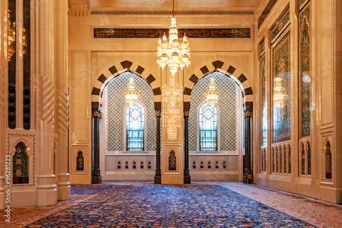  Sultan Qaboos Grand Mosque in Muscat, Oman. Its construction finished in 2001.