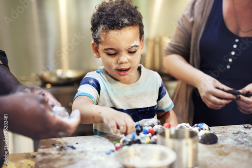 Little Boy Family Baking Homemade Cookie Concept