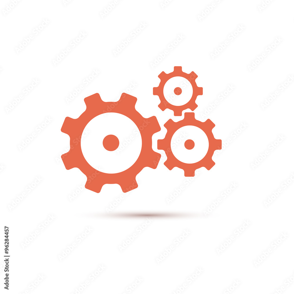 Red gearwheel mechanism in vector Red gearwheel mechanism in vector