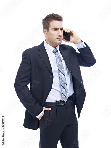 caucasian businessman talking on cellphone