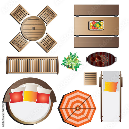 Outdoor furniture top view set 13 for landscape design , vector illustration