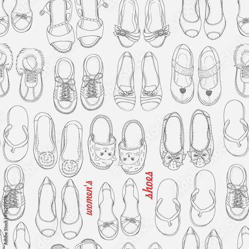 Seamless pattern with a woman shoes