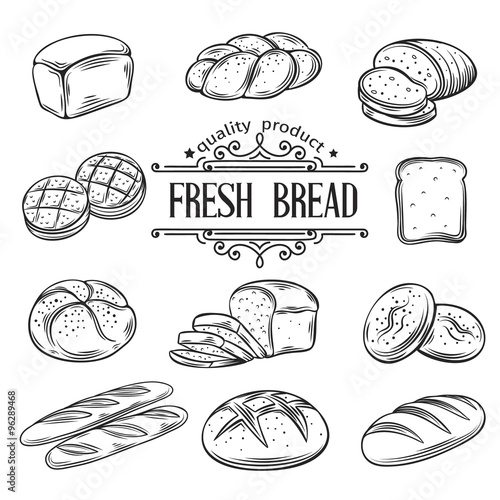 vector hand drawn decorative bread 