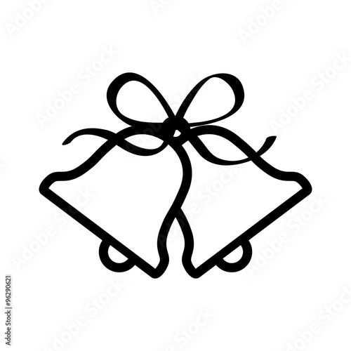 Christmas jingle bells with ribbon bow line art icon for apps and websites