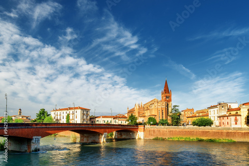 View of the Saints Fermo and Rustico from Adige River, Verona photo