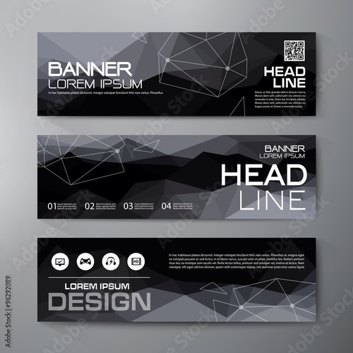 Banners set for business modern design. Polygonal geometric back