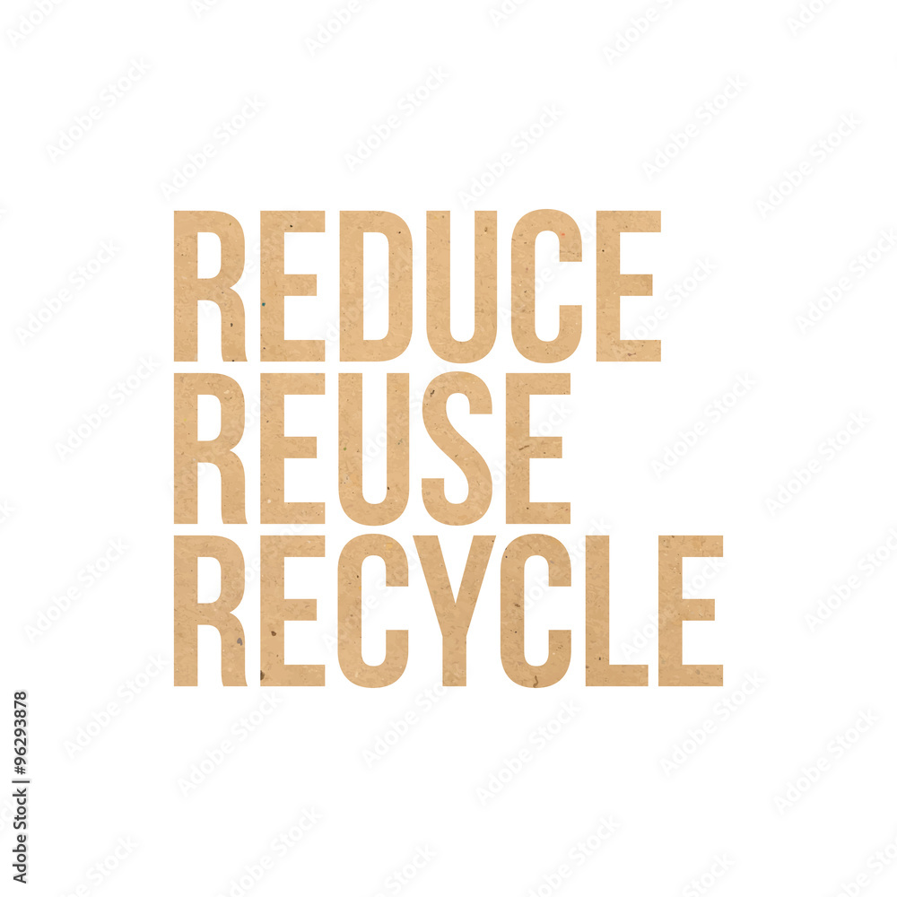 Reduce, Reuse, Recycle word on cardboard paper texture