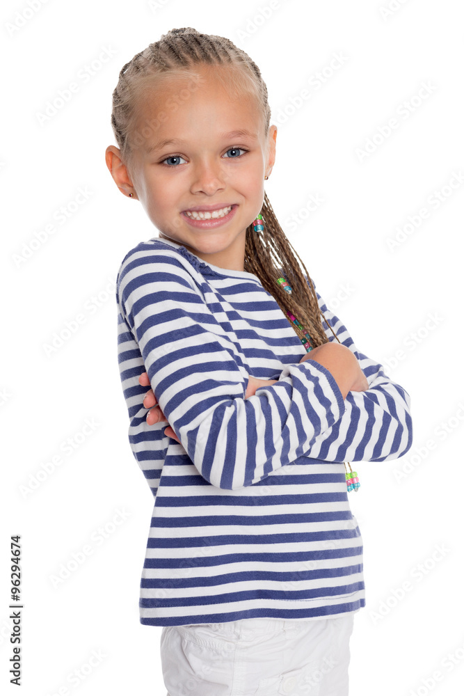 Portrait a girl dressed as a cabin boy Portrait a girl dressed as a cabin boy