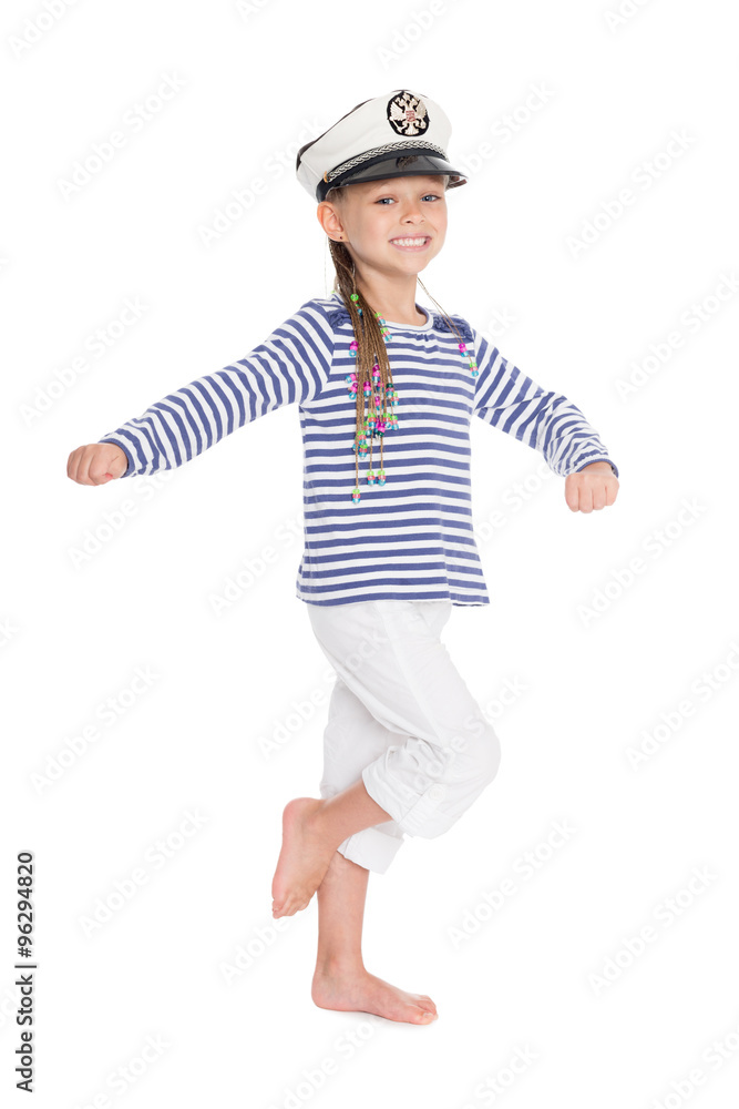 Mischievous girl in suite sailor boy Mischievous girl in suite sailor boy