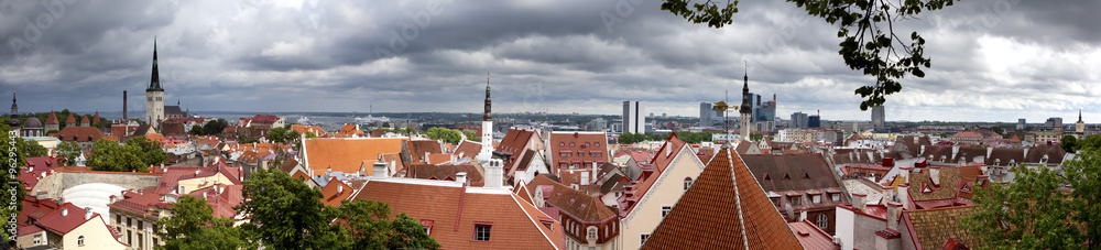 City panorama from an observation deck of Old city's roofs. Tallinn. Estonia...