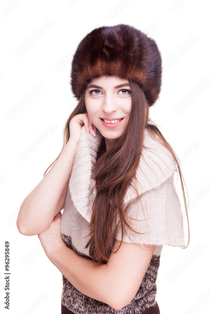 Girl with russian type winter hat