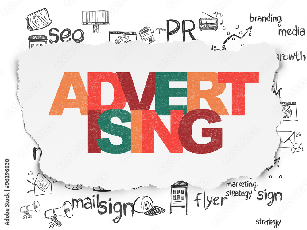 Fototapeta premium Marketing concept: Advertising on Torn Paper background