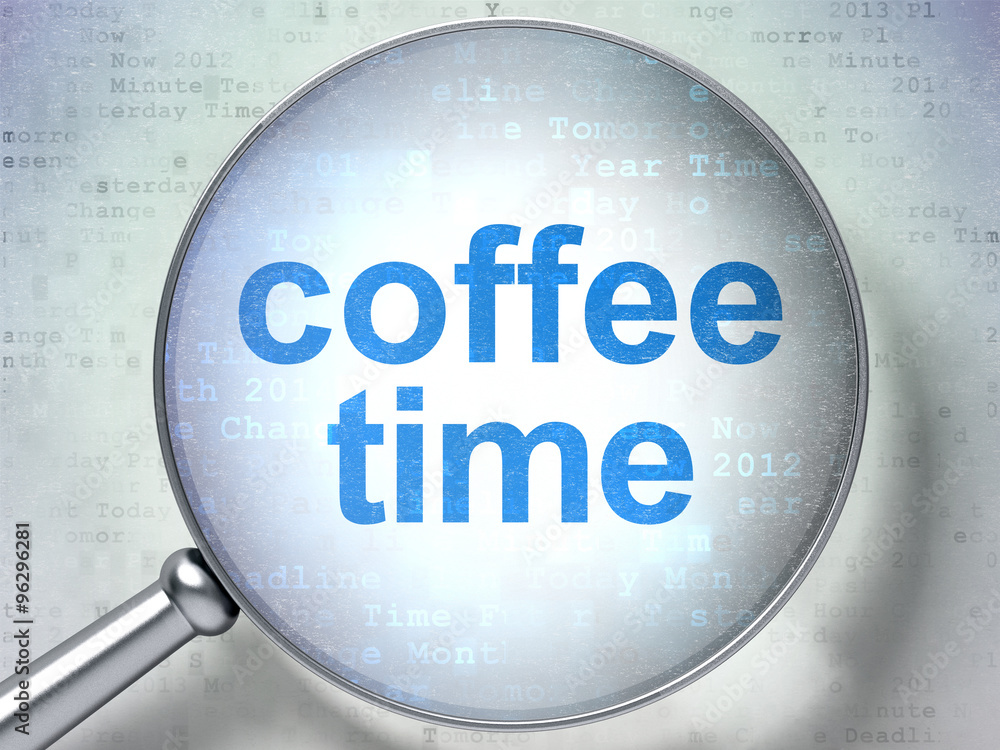 Time concept: Coffee Time with optical glass Time concept: Coffee Time with optical glass