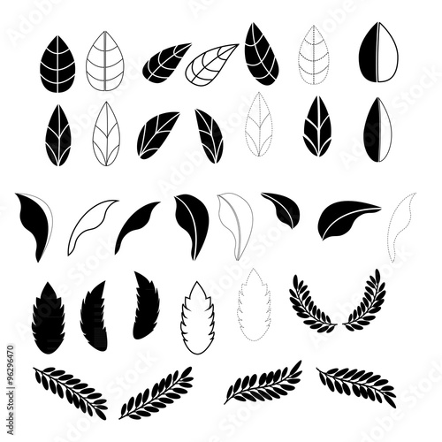 leafs icons for pattern with white background