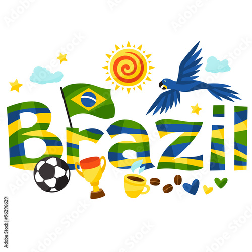 Brazil design with objects on white background