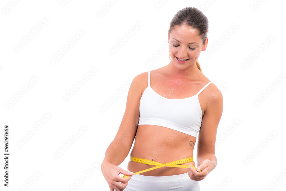 sportliche frau mist den bauchumfang sportliche frau mist den bauchumfang