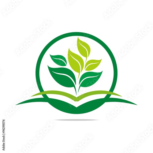 Logo leaves mashed drugs organic product icon