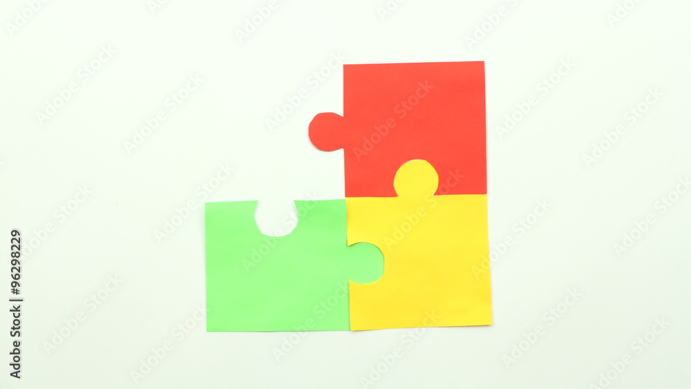 Hand with color puzzles Hand with color puzzles