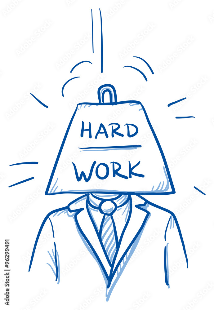 Business Man With Heavy Weight Instead Of Head Symbolizing Stress Burnout Headache Depression Hard Work Hand Drawn Doodle Vector Illustration Stock Vector Adobe Stock