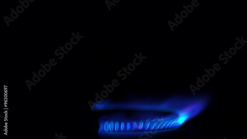 Turning on gas stove on black background shooting with high speed camera, phantom flex.