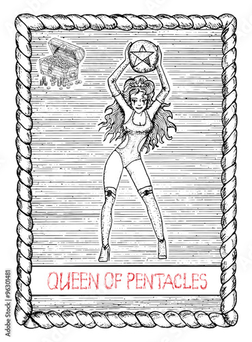 The tarot card. Queen of pentacles