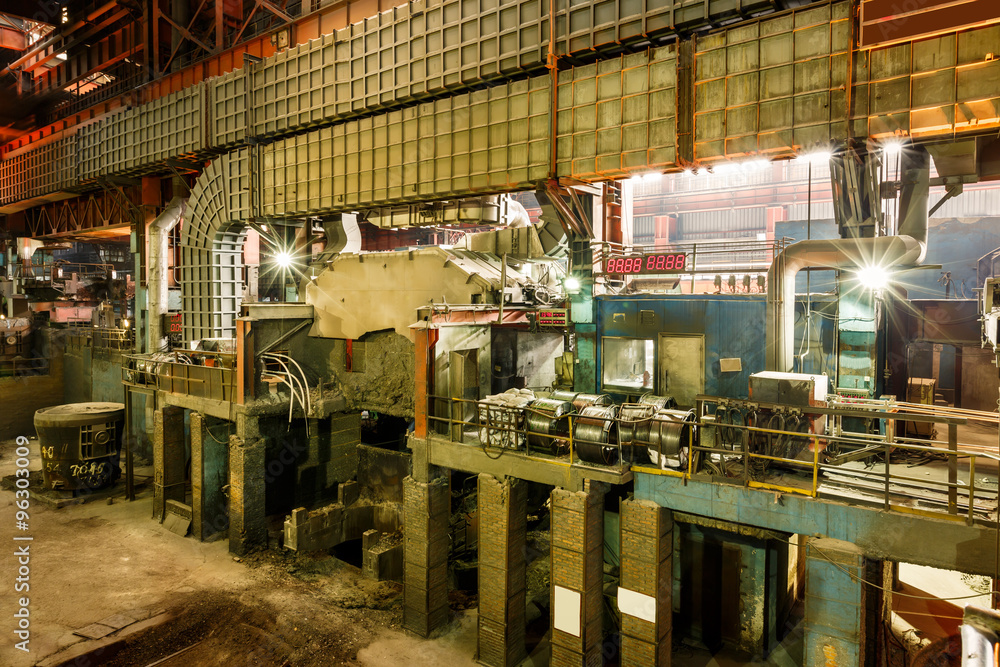 Fototapeta premium Metal smelting Steel mills factory scene