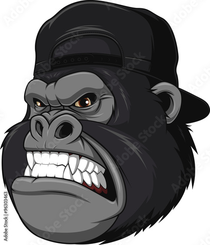 Ferocious gorilla in a cap