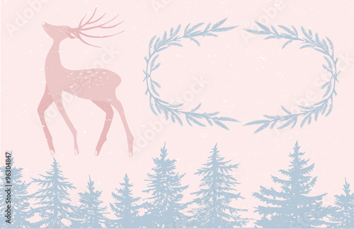 Pastel deer card template