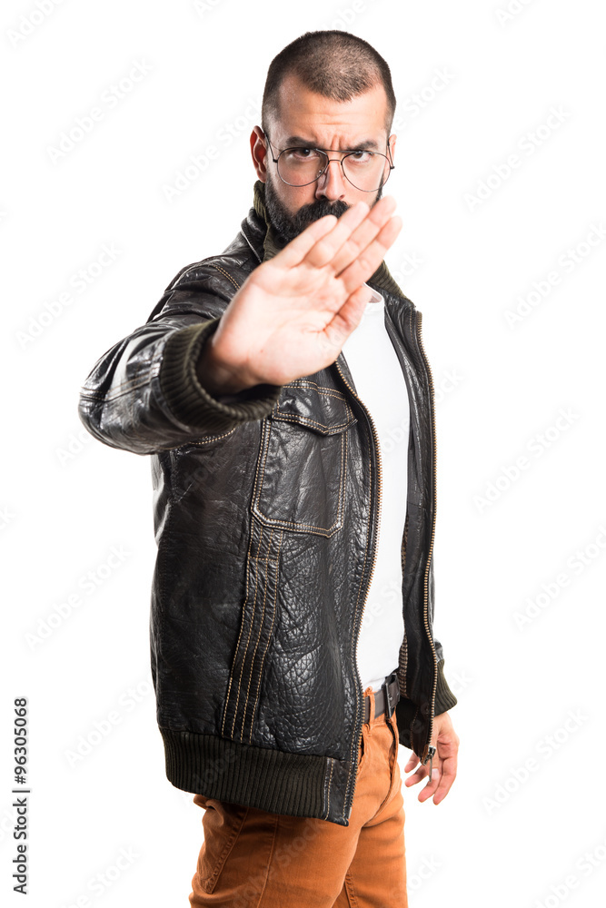 Fototapeta premium Pimp man making stop sign