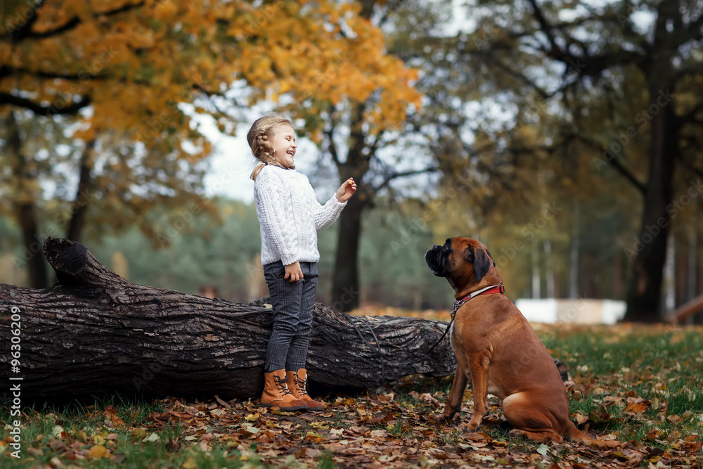 Little girl and the dog
