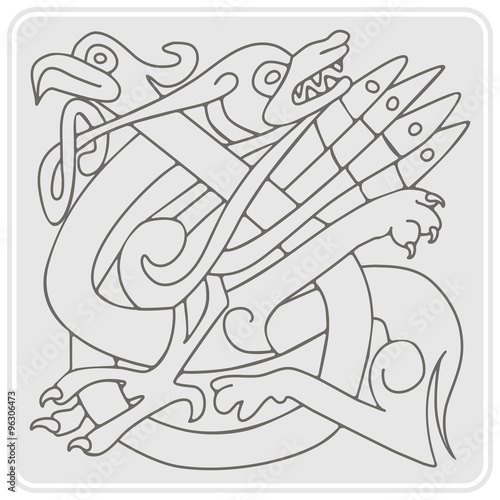 monochrome icon with Celtic art and ethnic ornaments for your design