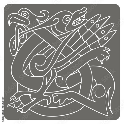 monochrome icon with Celtic art and ethnic ornaments for your design