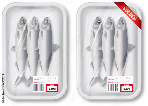 Barquette blanche de poisson